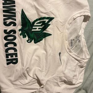 Nike White Tee with Green Hill Hawks Soccer